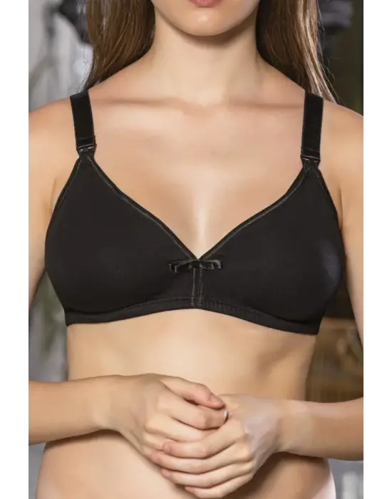 Siyah Anne İçin Konforlu Emzirme Sütyeni,pamuklutelsiz,süngersiz, Mom Bra