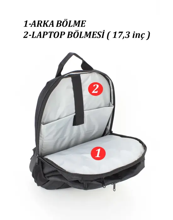 Siyah Basic 17,3 inç Unisex Laptop Sırt Çantası