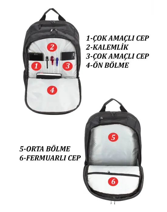 Siyah Basic 17,3 inç Unisex Laptop Sırt Çantası