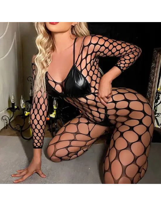 Siyah File Tüm Vücut Çorabı