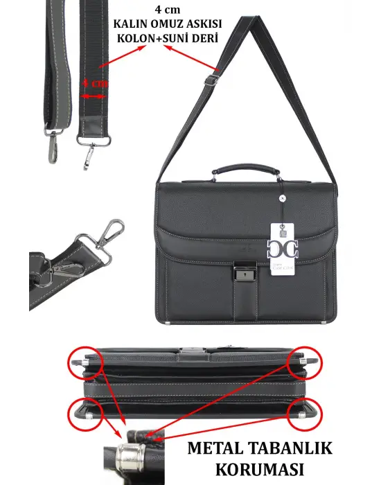 Siyah Klasik Evrak Model Erkek 15.6 inç Laptop Çantası