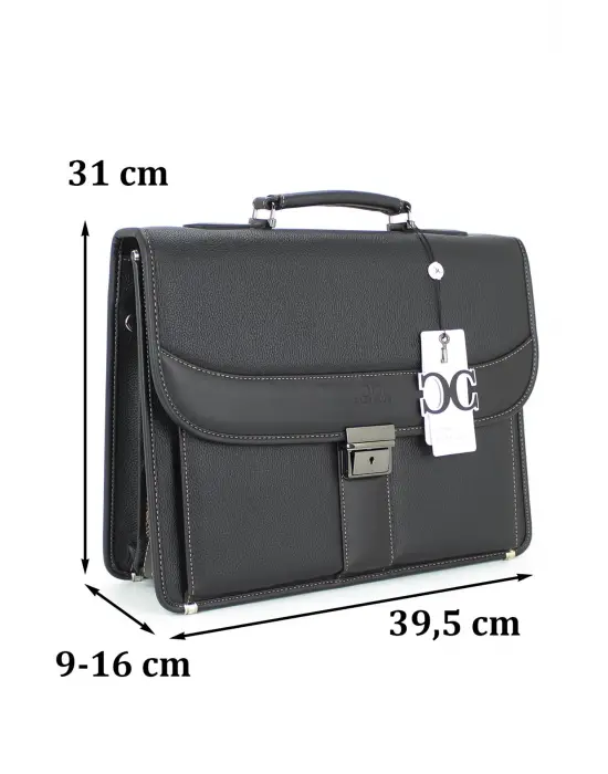 Siyah Klasik Evrak Model Erkek 15.6 inç Laptop Çantası