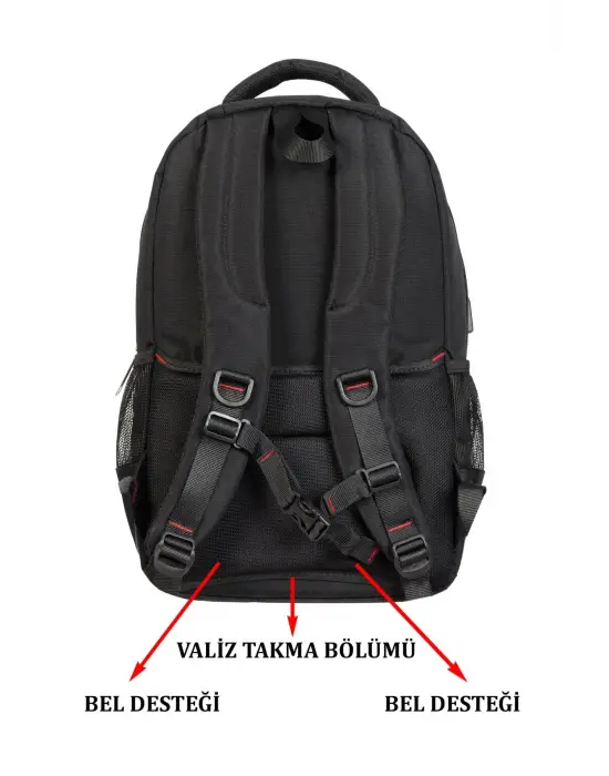 Siyah Sportif Darbe Emici Su Geçirmez 13,3-14 inç Laptop Sırt Çantası