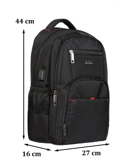 Siyah Sportif Darbe Emici Su Geçirmez 13,3-14 inç Laptop Sırt Çantası