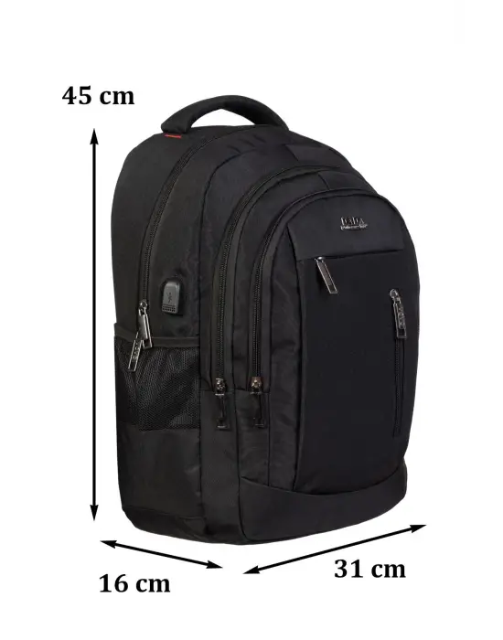 Siyah Sportif Darbe Emici Su Geçirmez 14-16 inç Laptop Sırt Çantası