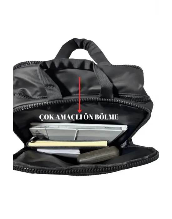 Siyah Su Geçirmez 15,6 İnç Laptop Bölmeli Sırt Çantası