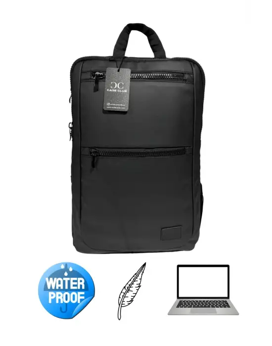 Siyah Su Geçirmez 15,6 İnç Laptop Bölmeli Sırt Çantası