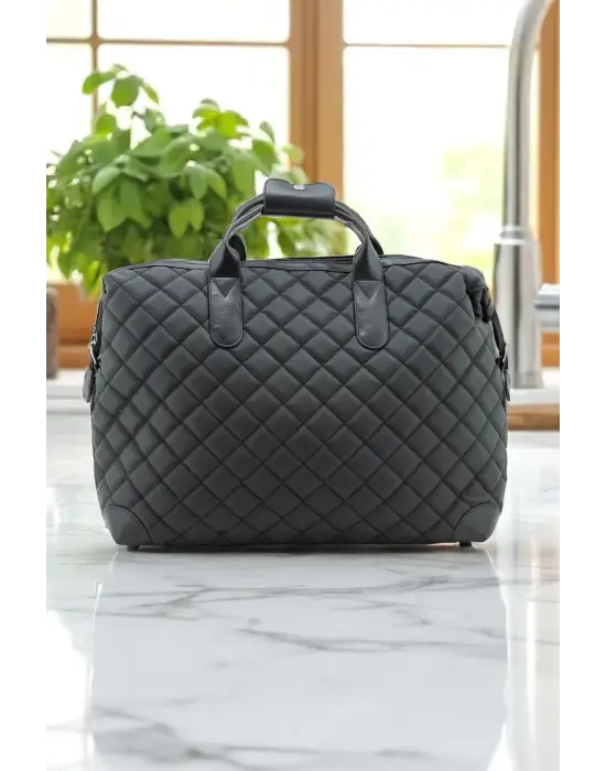 Siyah Su Geçirmez Kumaş Kadın Büyük Boy Omuz Çantası