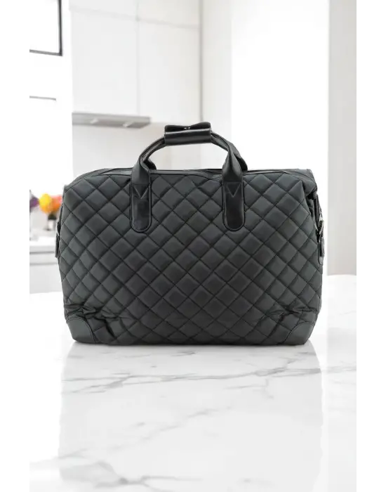 Siyah Su Geçirmez Kumaş Kadın Büyük Boy Omuz Çantası