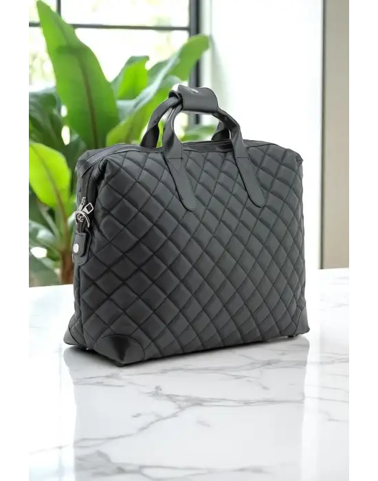 Siyah Su Geçirmez Kumaş Kadın Büyük Boy Omuz Çantası