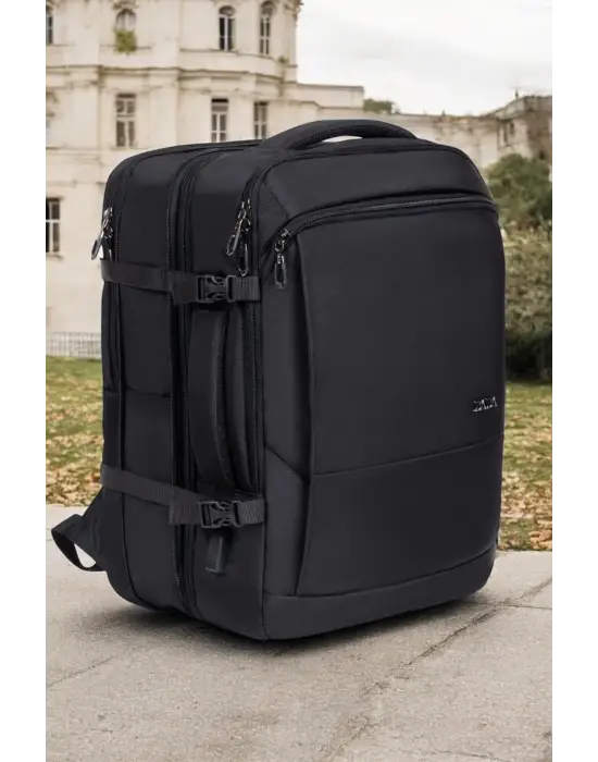 Siyah Su Geçirmez Oxford Kumaş Ortopedik Laptop Sırt Çantası