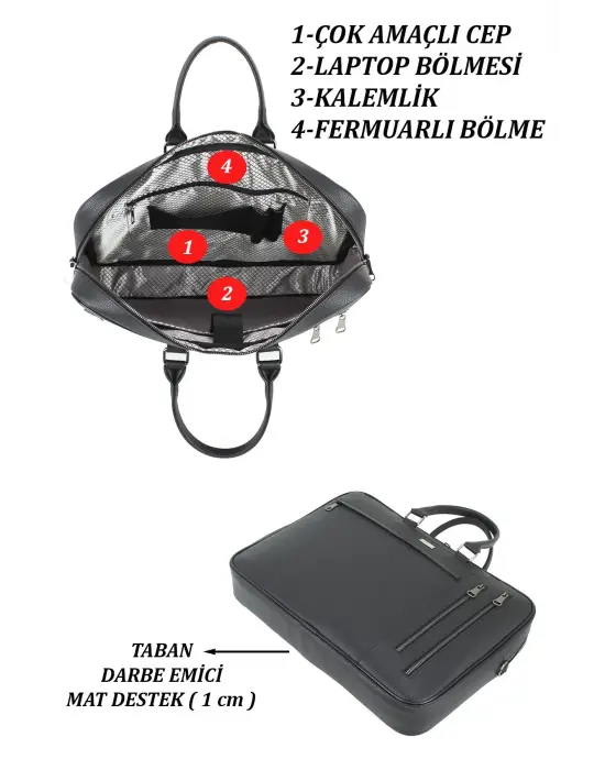 Siyah Unisex 17,3 inç Evrak-Laptop Çantası