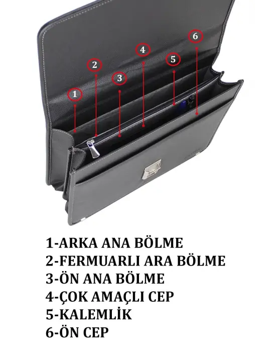 Siyah Vintage Klasik Tarz A4 Kağıt Uyumlu Evrak Çantası