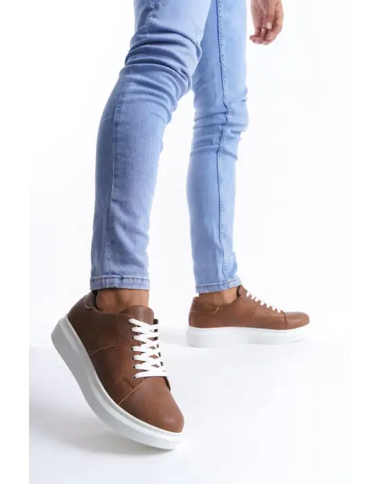 Tb151 Boost Bağcıklı Cilt Erkek Günlük Sneaker Ayakkabı Cbt - Taba