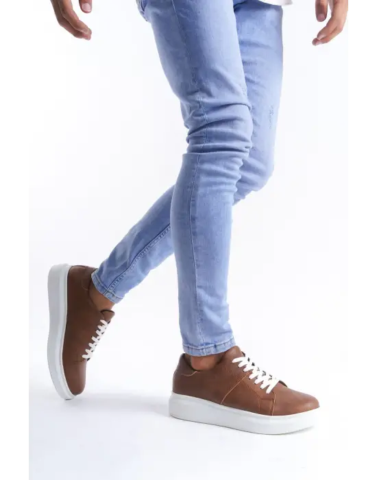 Tb151 Boost Bağcıklı Cilt Erkek Günlük Sneaker Ayakkabı Cbt - Taba