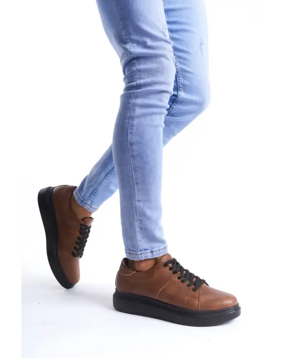 Tb151 Boost Bağcıklı Cilt Erkek Günlük Sneaker Ayakkabı Cst - Taba