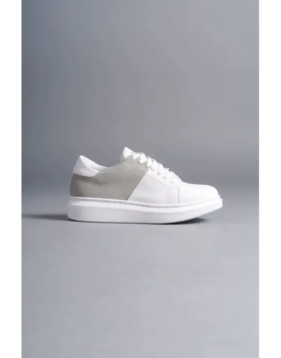 Tb151 Boost Bağcıklı Cilt Süet Erkek Günlük Sneaker Ayakkabı Csbt - Beyaz/gri