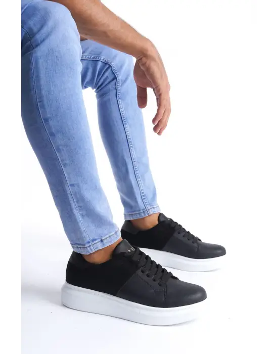 Boost Bağcıklı Cilt Süet Erkek Günlük Sneaker Siyah Ayakkabı