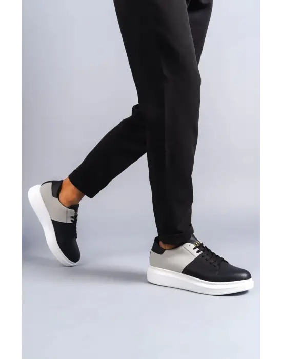 Boost Bağcıklı Cilt Süet Erkek Günlük Sneaker Siyah-Gri Ayakkabı