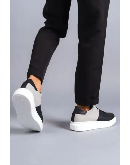 Tb151 Boost Bağcıklı Cilt Süet Erkek Günlük Sneaker Ayakkabı Csbt - Siyah/gri