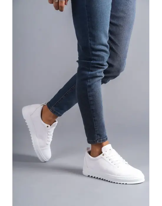 Tb152 Cool Bağcıklı Cilt Erkek Günlük Spor Klasik Ayakkabı Cbt - Beyaz