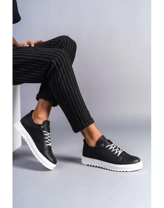 Cool Bağcıklı Cilt Erkek Günlük Spor Klasik Siyah Ayakkabı