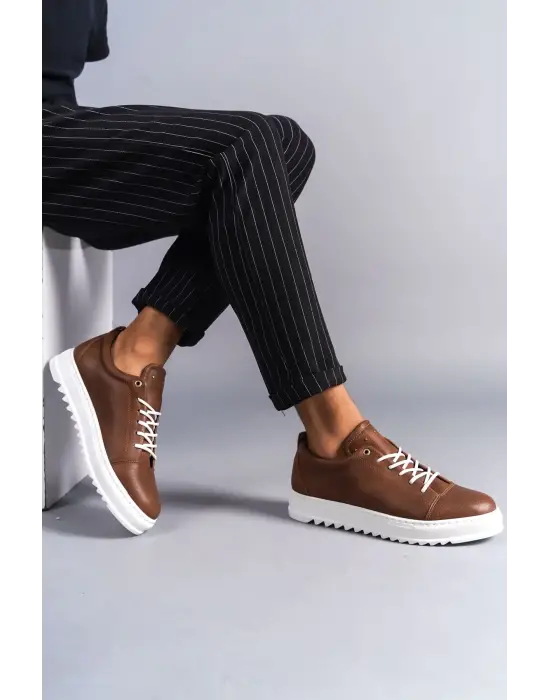 Cool Bağcıklı Cilt Erkek Günlük Spor Klasik Taba Ayakkabı