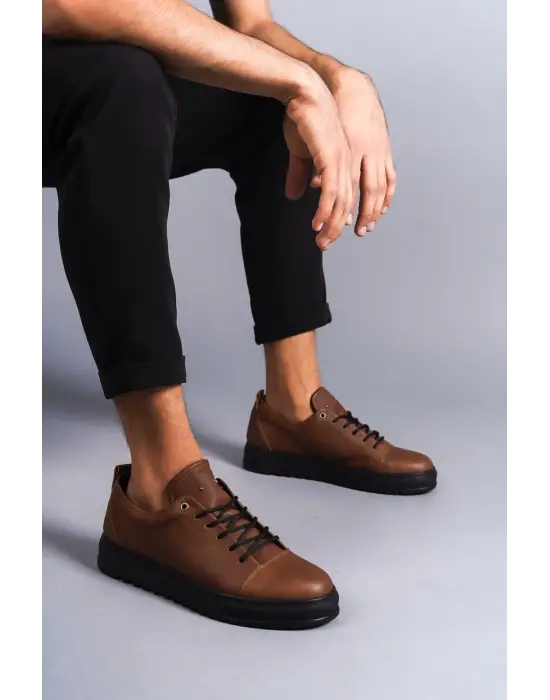 Tb152 Cool Bağcıklı Cilt Erkek Günlük Spor Klasik Ayakkabı Cst - Taba