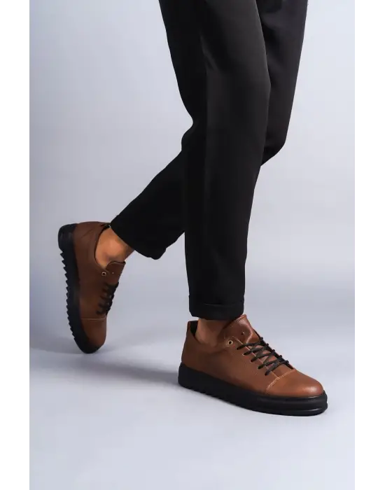 Tb152 Cool Bağcıklı Cilt Erkek Günlük Spor Klasik Ayakkabı Cst - Taba