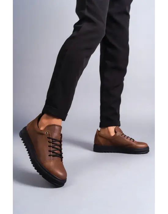 Cool Bağcıklı Cilt Erkek Günlük Spor Klasik Taba Ayakkabı