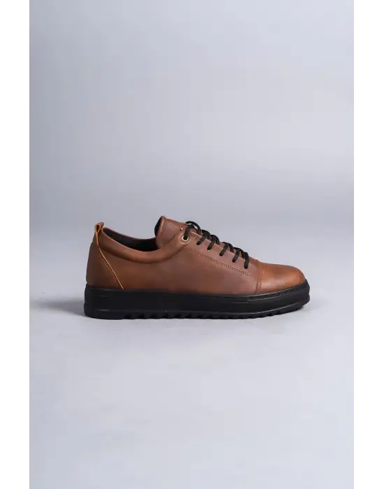 Tb152 Cool Bağcıklı Cilt Erkek Günlük Spor Klasik Ayakkabı Cst - Taba