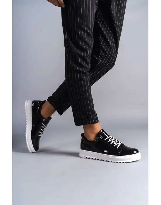 Cool Bağcıklı Rugan Erkek Günlük Spor Klasik Siyah Ayakkabı