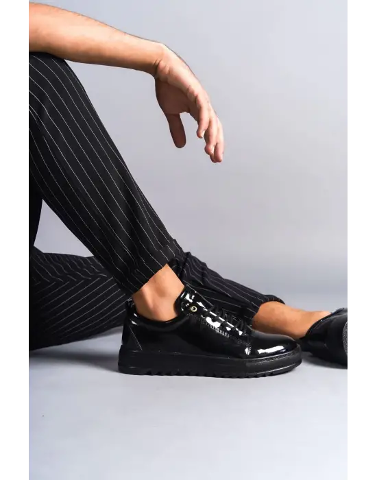 Cool Bağcıklı Rugan Erkek Günlük Spor Klasik Siyah Ayakkabı