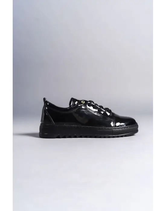 Cool Bağcıklı Rugan Erkek Günlük Spor Klasik Siyah Ayakkabı