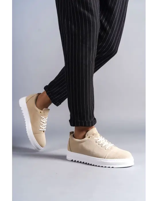 Tb152 Cool Bağcıklı Süet Erkek Günlük Spor Klasik Ayakkabı Sbt - Krem