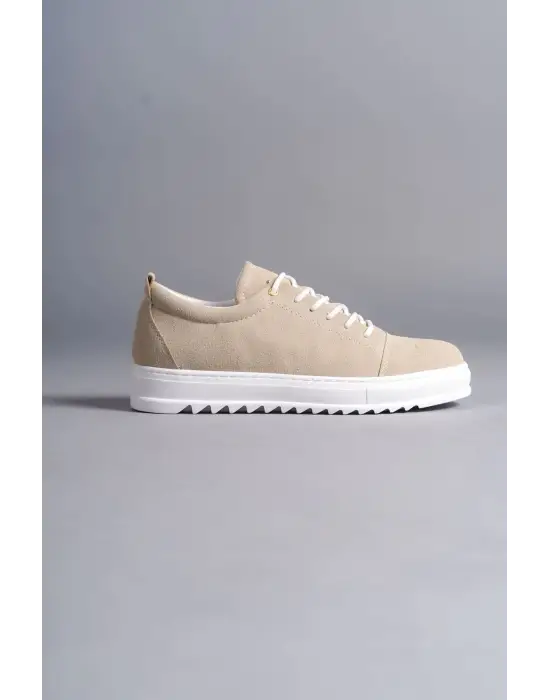 Cool Bağcıklı Süet Erkek Günlük Spor Klasik Krem Ayakkabı