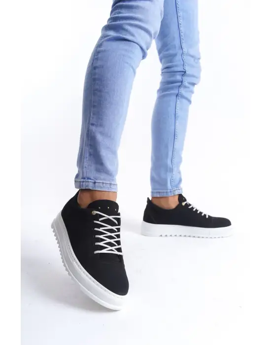 Cool Bağcıklı Süet Erkek Günlük Spor Klasik Siyah Ayakkabı