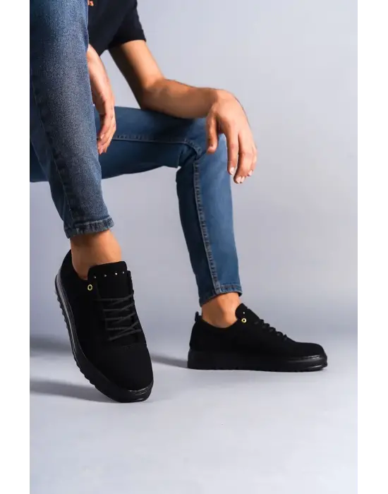 Cool Bağcıklı Süet Erkek Günlük Spor Klasik Siyah Ayakkabı