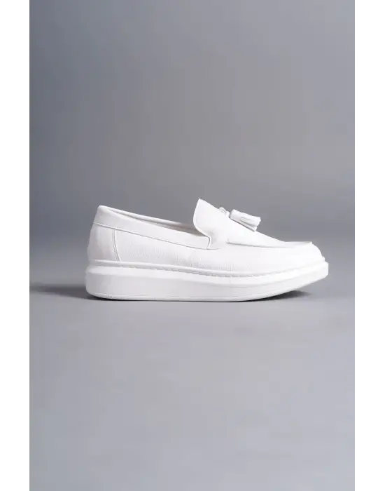 Tb154 Blaze Bağcıksız Püsküllü Cilt Erkek Günlük Spor Klasik Ayakkabı Cbt - Beyaz