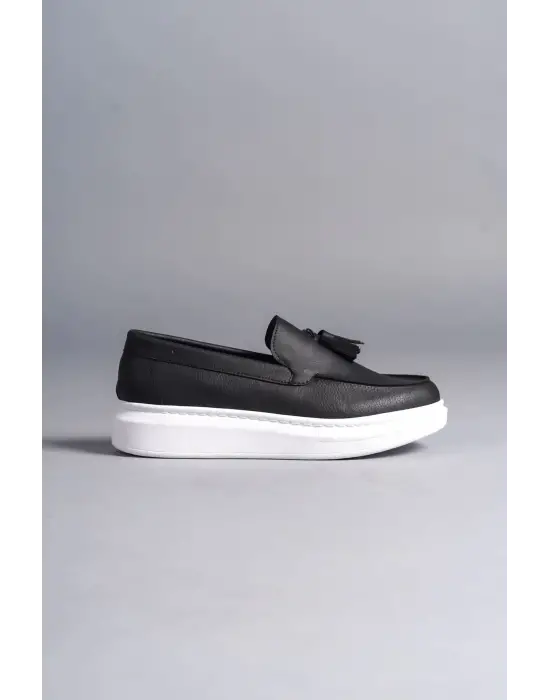 Blaze Bağcıksız Püsküllü Cilt Erkek Günlük Spor Klasik Siyah Ayakkabı