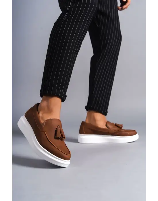 Tb154 Blaze Bağcıksız Püsküllü Cilt Erkek Günlük Spor Klasik Ayakkabı Cbt - Taba