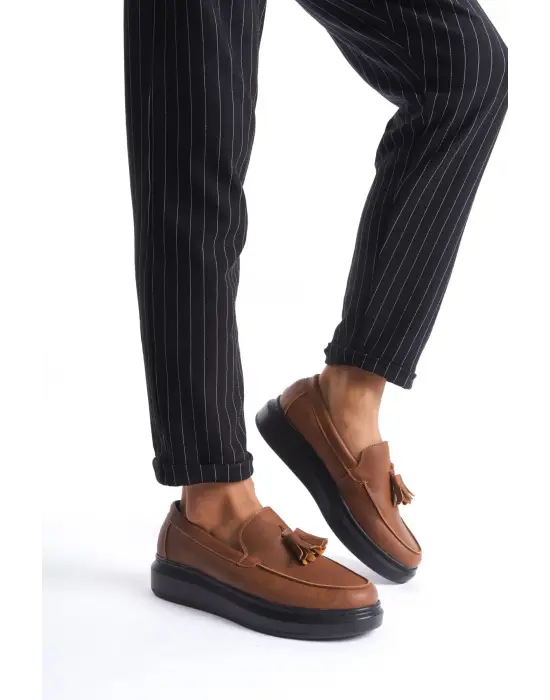 Tb154 Blaze Bağcıksız Püsküllü Cilt Erkek Günlük Spor Klasik Ayakkabı Cst - Taba