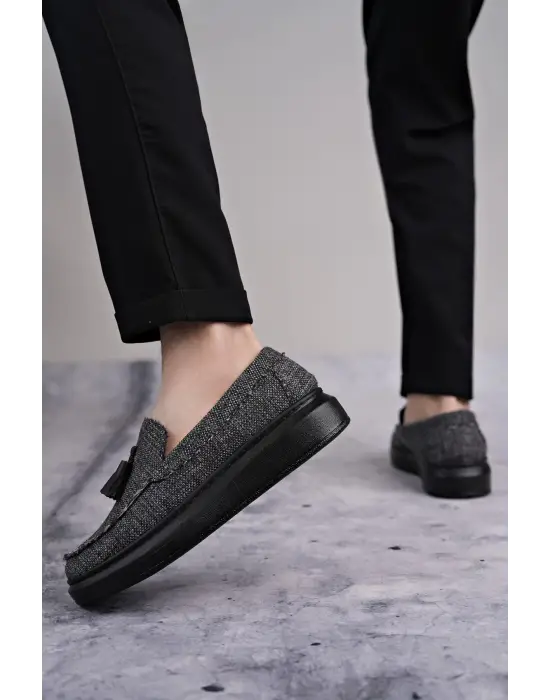 Tb154 Blaze Bağcıksız Püsküllü Keten Erkek Günlük Spor Klasik Ayakkabı Kst - Gri