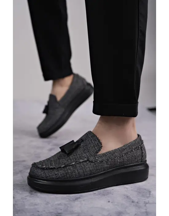 Tb154 Blaze Bağcıksız Püsküllü Keten Erkek Günlük Spor Klasik Ayakkabı Kst - Gri