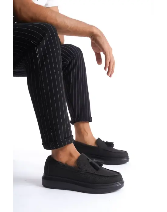 Tb154 Blaze Bağcıksız Püsküllü Keten Erkek Günlük Spor Klasik Ayakkabı Kst - Siyah