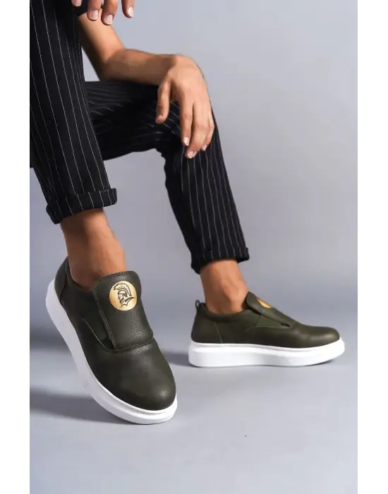 Hippo Bağcıksız Cilt Erkek Günlük Sneaker Haki Ayakkabı