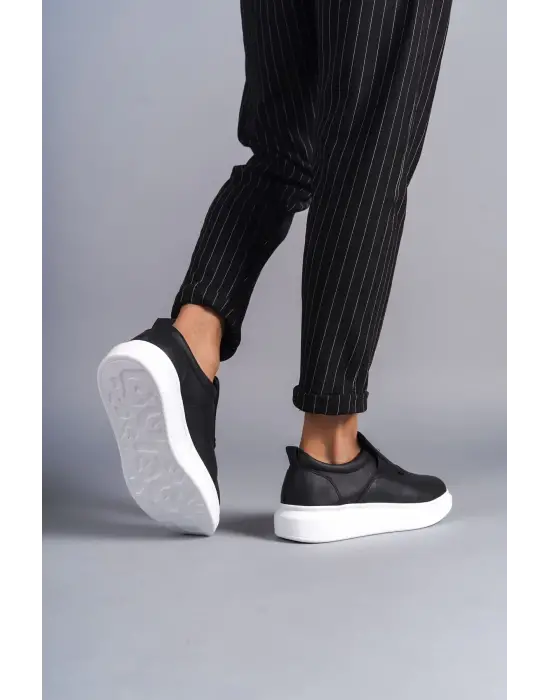 Hippo Bağcıksız Cilt Erkek Günlük Sneaker Siyah Ayakkabı