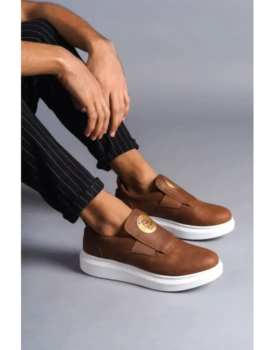 Hippo Bağcıksız Cilt Erkek Günlük Sneaker Taba Ayakkabı