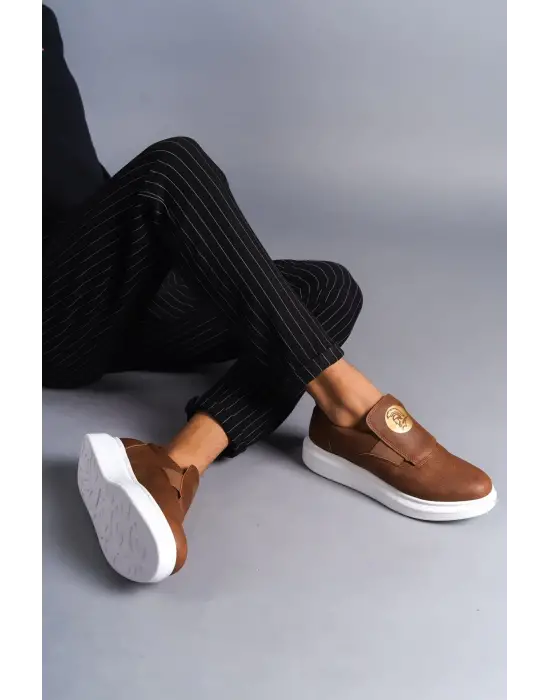 Hippo Bağcıksız Cilt Erkek Günlük Sneaker Taba Ayakkabı