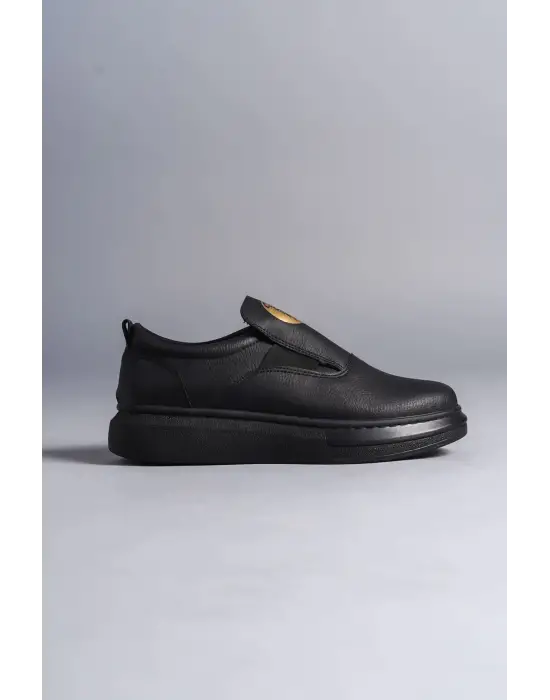 Hippo Bağcıksız Cilt Erkek Günlük Sneaker Siyah Ayakkabı